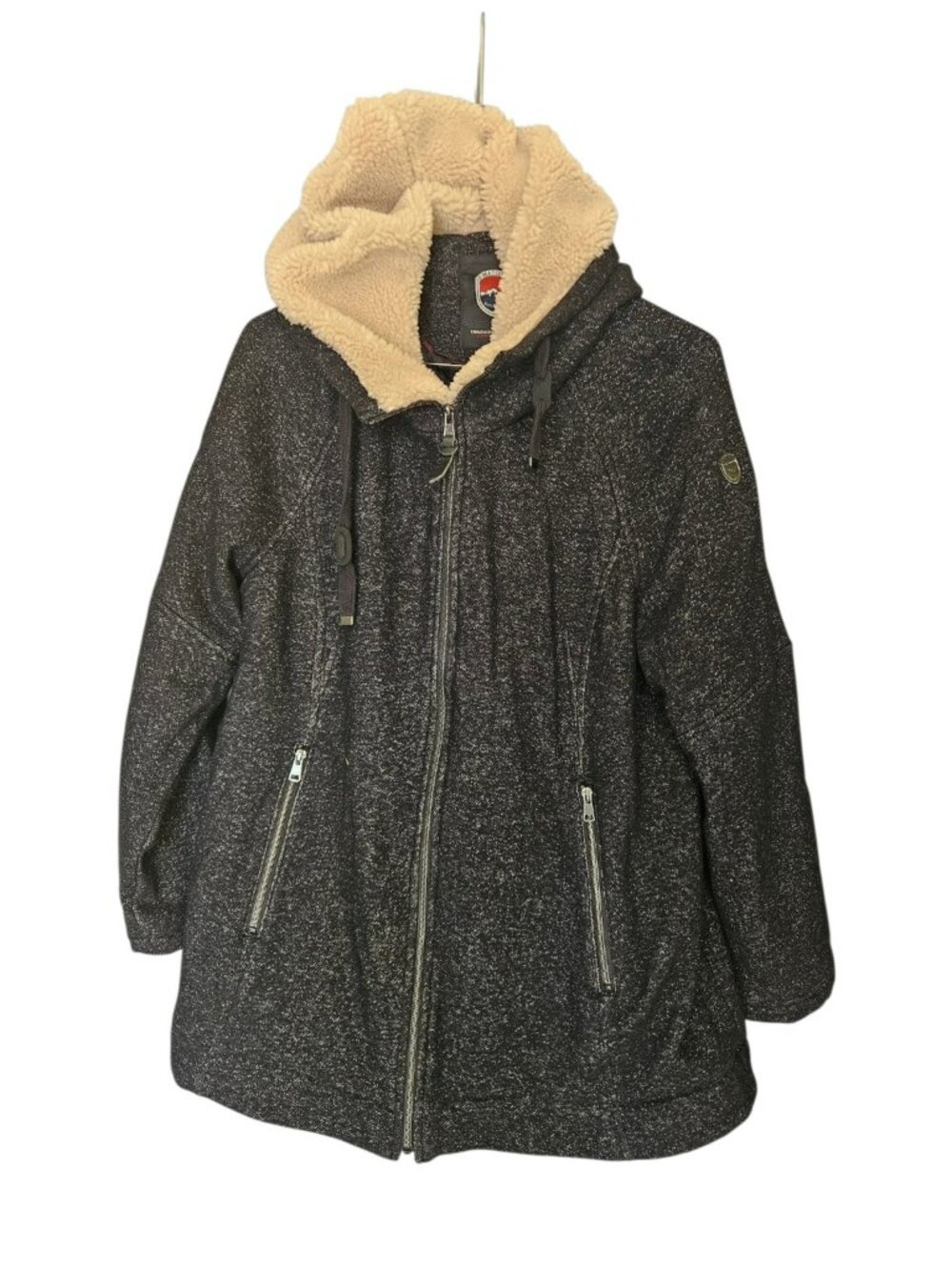 1 Madison Expedition XXL Sherpa Lined Hooded Winter Coat Gray Full Zip Jacket